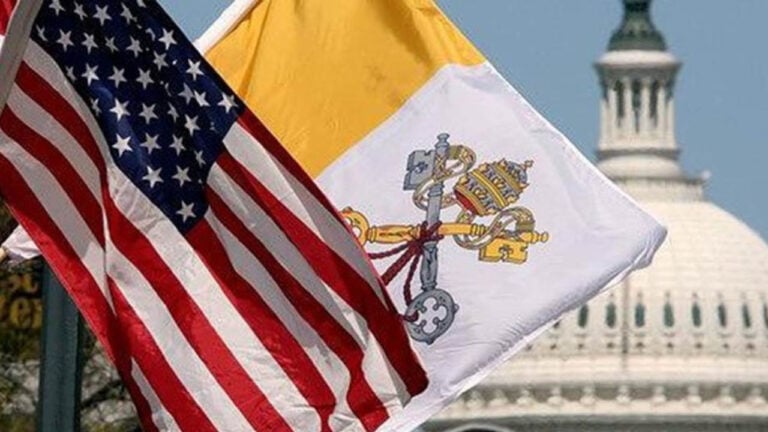 Vatican and USA Flag
