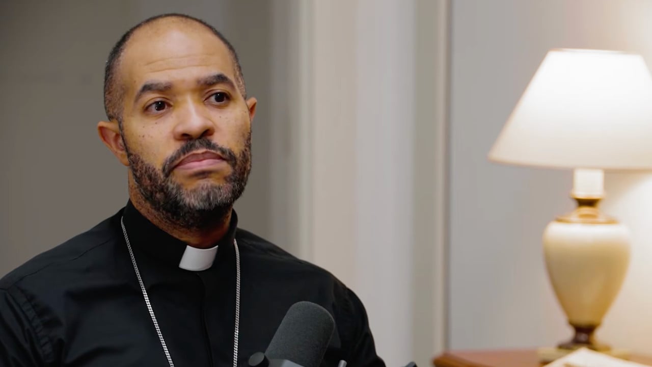 Bishop Robert Boxie speaking during interview.