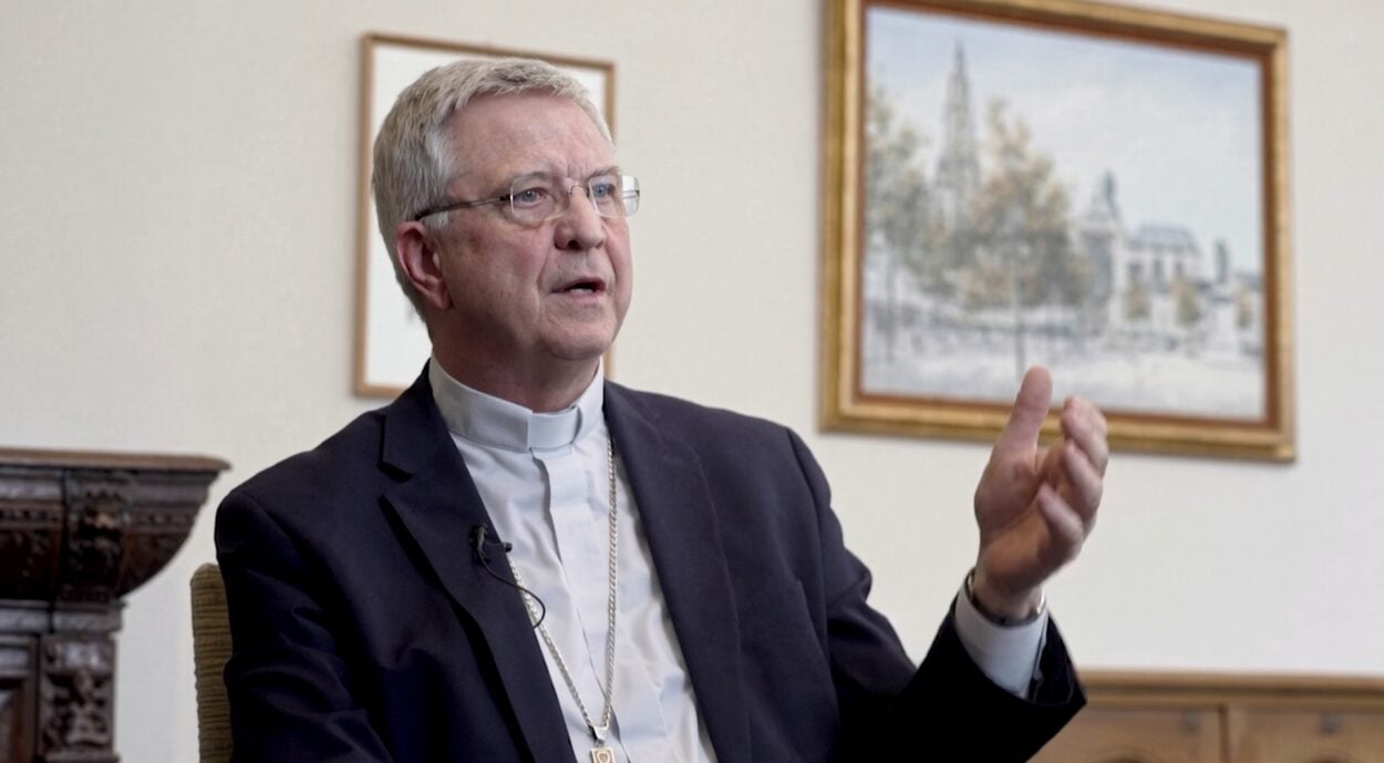 Bishop Johan Bonny of Antwerp speaking.
