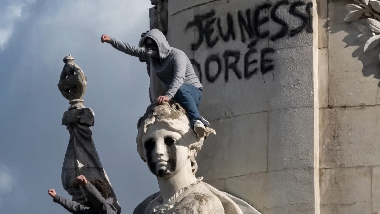 Rioter during French protests